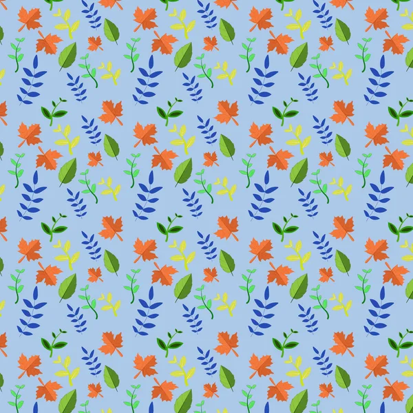 Padrão Sem Costura Flores Folhas Design Ilustração Vetorial Fundo Azul — Vetor de Stock