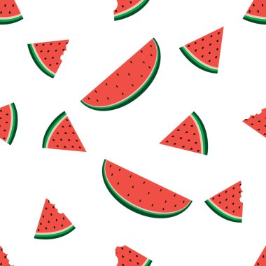 meyveli karpuz pürüzsüz desen vektör çizimi beyaz arkaplan