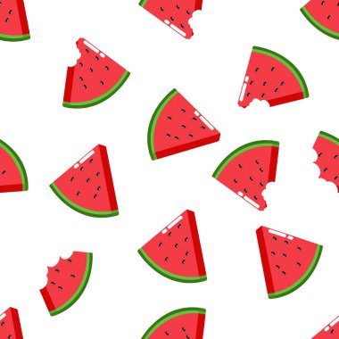 meyveli karpuz pürüzsüz desen vektör çizimi beyaz arkaplan