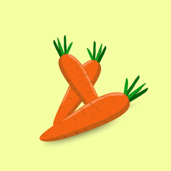 Fresh Carrots Vegetable Isolated Yellow Background Vector Illustration — Stock Vector