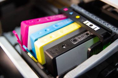 the color printer inkjet cartridge of the printer inject  clipart