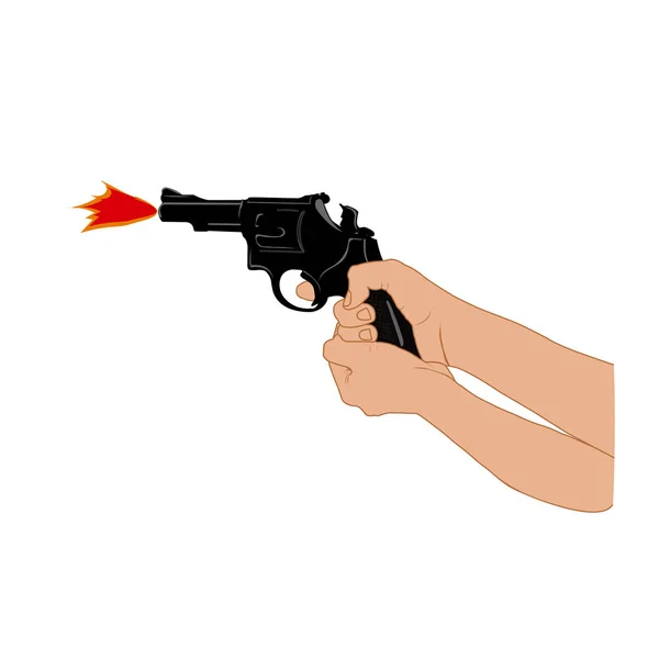 Hand Woman Pistol Guns Forward Vector Illustration — Stock Vector