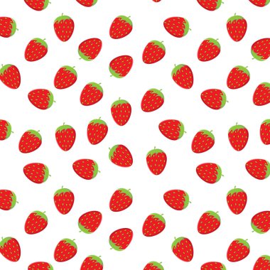 beyaz arka plan vektör illüstrasyon dikişsiz desen izole taze meyve çilek