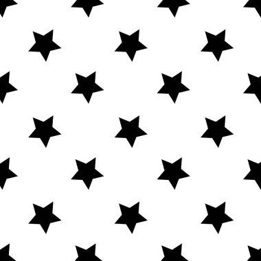 Beyaz arka plan üzerinde dikişsiz soyut Star Siyah desen, kağıt, sarma ve kumaş için Vektör illüstrasyon doku