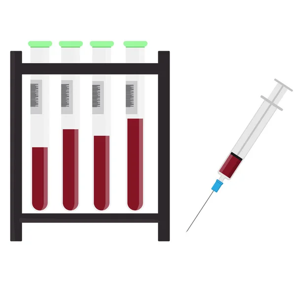 Syringe Glass Blood Collection Drawing Vector Illustration Isolated White Background — Stock Vector