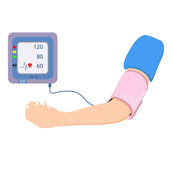 Digitális Eszköz Orvosi Berendezések Nyomás Mérésére Diagnózis Hypertonia Szív Vektor — Stock Vector