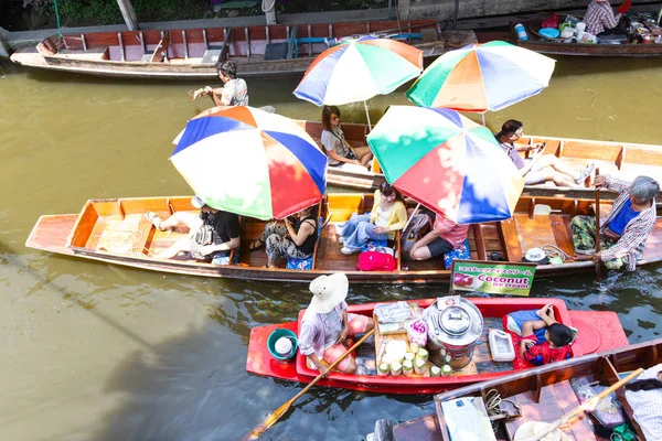 Damnoen saduak mercato galleggiante, Thailandia — Foto Stock
