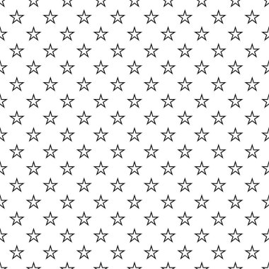 Beyaz arka plan üzerinde dikişsiz soyut Star Siyah desen, kağıt, sarma ve kumaş için Vektör illüstrasyon doku