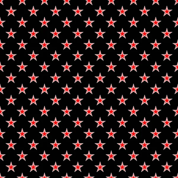 Motif Abstrait Sans Couture Star Red White Sur Fond Noir — Image vectorielle