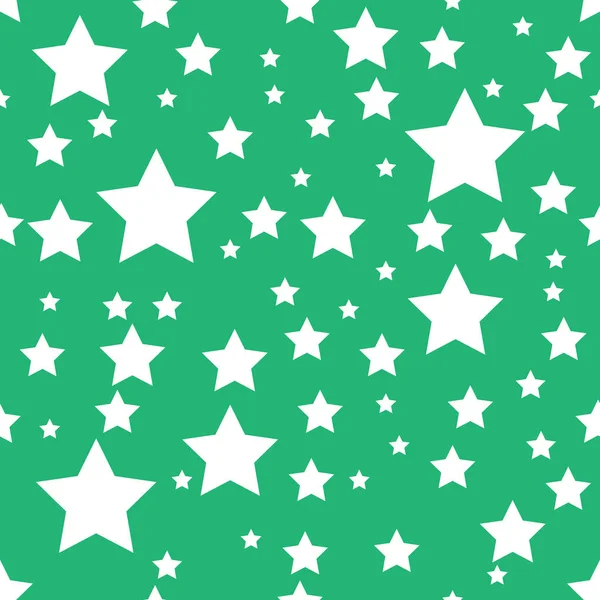 Padrão Sem Costura Abstrato Com Estrelas Brancas Com Fundo Verde — Vetor de Stock