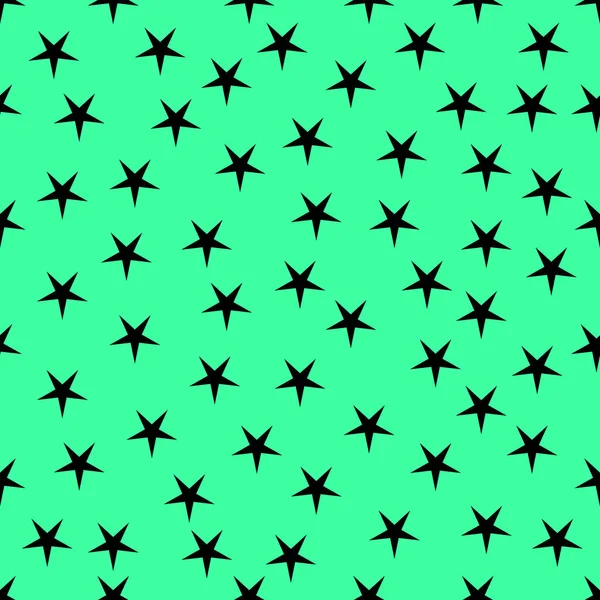 Motif Abstrait Sans Couture Star Black Sur Fond Vert Texture — Image vectorielle