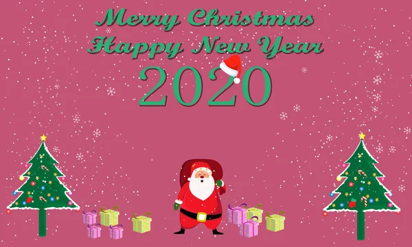 Cartão Natal Ano Novo 2020 Design Gráfico Vetor Ilustração — Vetor de Stock