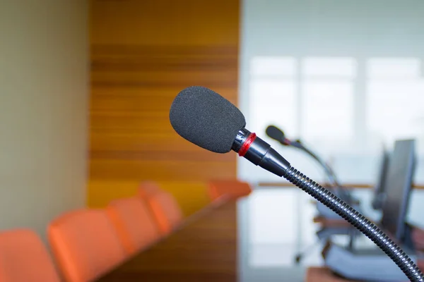 Close Microphone Conference Room Speak Presentation — Stock Photo, Image