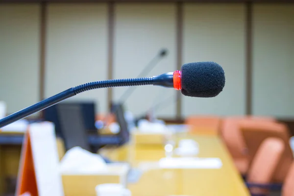 close up a microphone in the conference room for speak and presentation