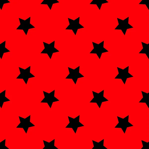 Motif Abstrait Sans Couture Star Noir Sur Fond Rouge Texture — Image vectorielle