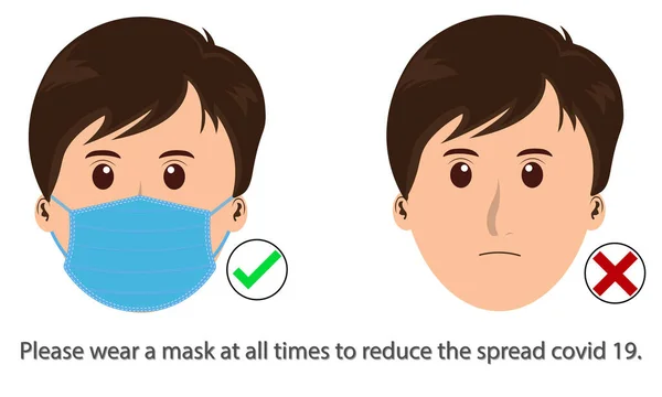 Masque Facial Médical Vectoriel Concept Texte Empêchent Covid Corona Virus — Image vectorielle