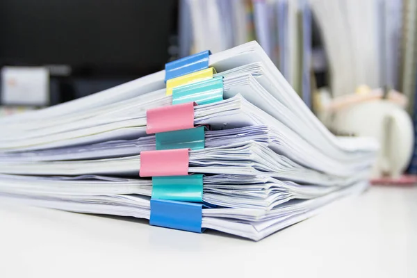 file folder and Stack of business report paper file on the table in a work office, concept document in work office