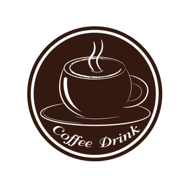 Logo için kahve kupası tasarımı, kart vektör illüstrasyonu