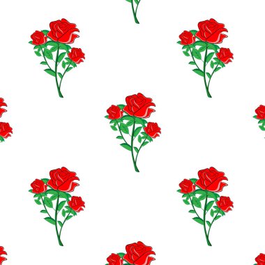 Kusursuz çiçek kırmızı gül izole edilmiş sarı arkaplan renk vektörü illüstrasyon grafik tasarımı