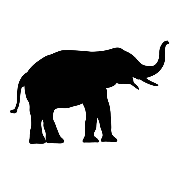Schwarzes Bild Elefant Asien Stehend Grafik Design Vektorumriss Illustration Isoliert — Stockvektor