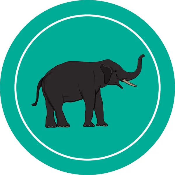 Слон Ходит Зеленому Кругу Графический Дизайн Вектор Иллюстрация Логотипа — стоковый вектор
