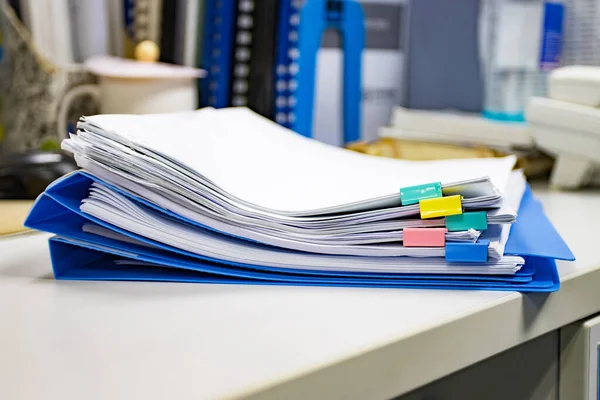 Carpeta Archivos Pila Informe Negocio Archivo Papel Una Oficina Trabajo — Foto de Stock