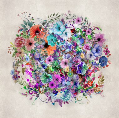 çiçekli soyut sihirli renkli arka plan