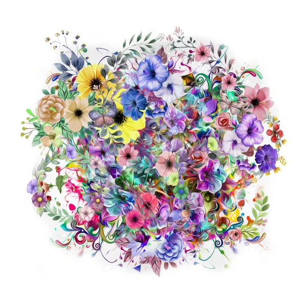 Abstrato Mágico Colorido Fundo Com Flores — Fotografia de Stock