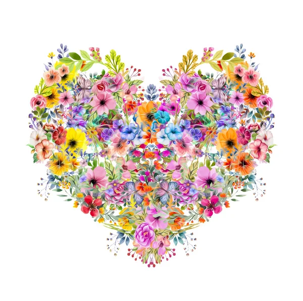 Çiçek Kalp Şeklinde Soyut Sihirli Renkli Arka Plan — Stok fotoğraf