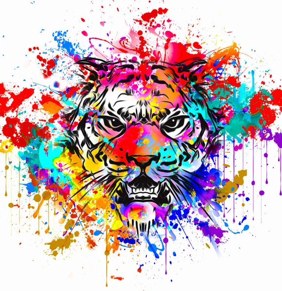 Wild Tiger Tetování Obličeje — Stock fotografie