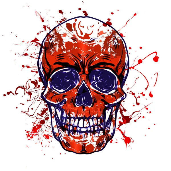 Red Abstract Paint Skull Isolated White Background — Stock Photo, Image