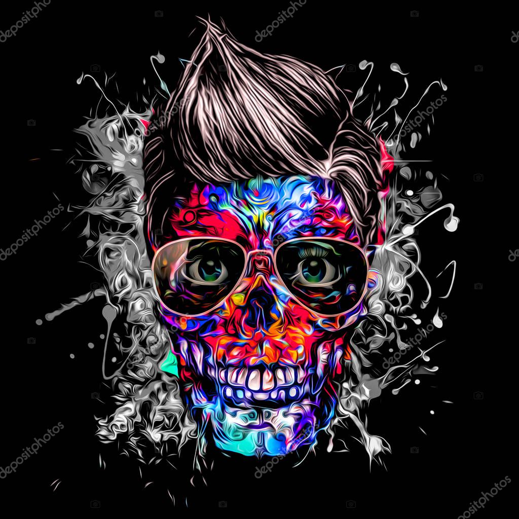 Teschio Colorato Creativo Sfondo Nero — Foto stock di © valik4053022  #230593722, image size:1024x1024