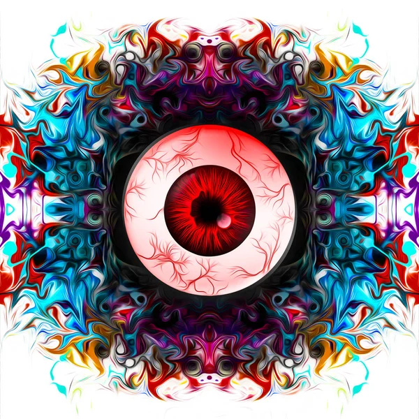Colored Spooky Eye Isolated White Background — Stock Photo, Image