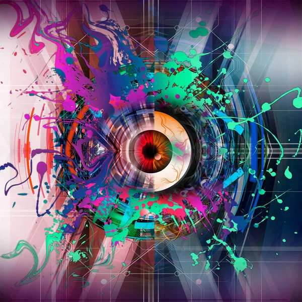 Magiczne Oko Futurystyczne Kolorowe Tło — Zdjęcie stockowe