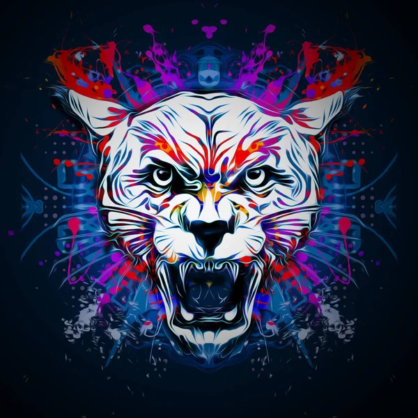 Abstract Colorful Image Tiger Robot — Stock Photo, Image