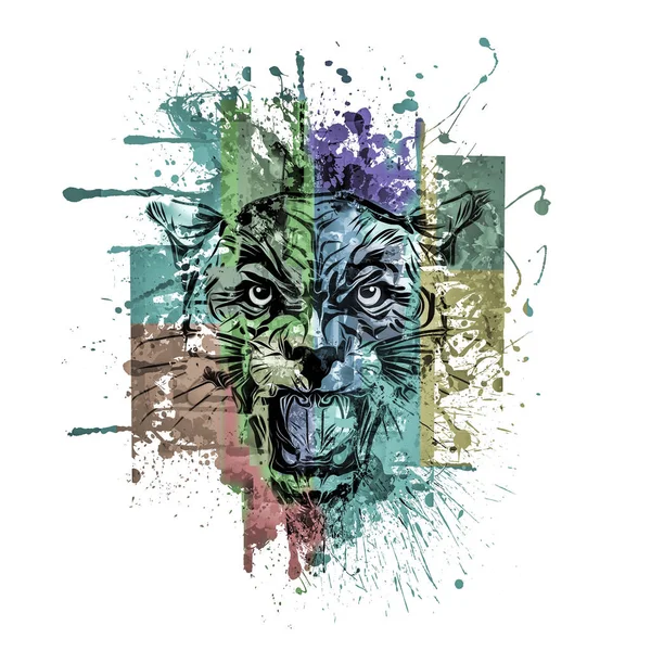 Tigerkopf Mit Kreativen Abstrakten Elementen Auf Weißem Hintergrund — Stockfoto