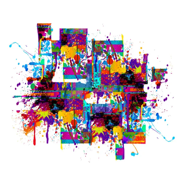 Beyaz arka planda izole edilmiş renk lekeleri ile soyut yaratıcı duvar kağıdı - İllüstrasyon