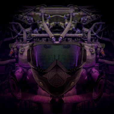 gelecek teknoloji arka plan - cyberpunk robot - İllüstrasyon