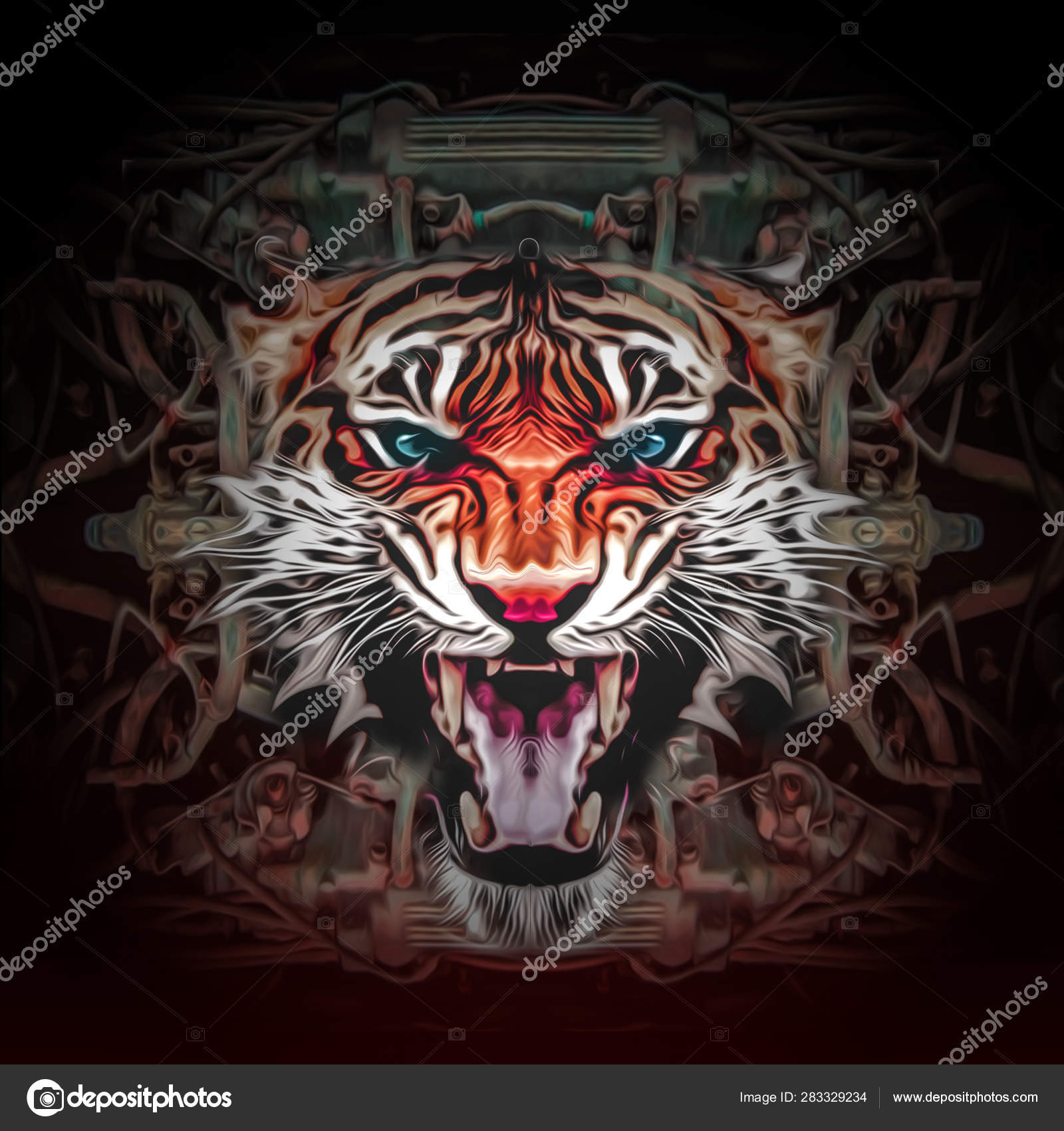 Abstract Illustration Angry Tiger Face Stock Photo Image By C Valik