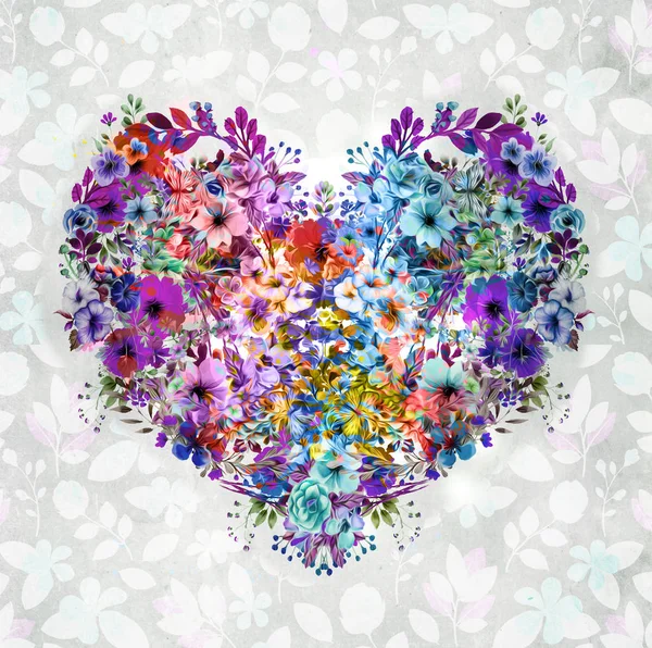 Абстрактна Ілюстрація Серця Квітів — стокове фото