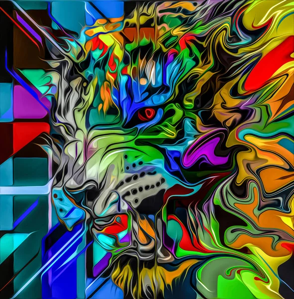 抽象创意插图与五颜六色的老虎 — 图库照片