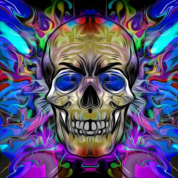 Ilustración Creativa Abstracta Con Cráneo Colorido —  Fotos de Stock