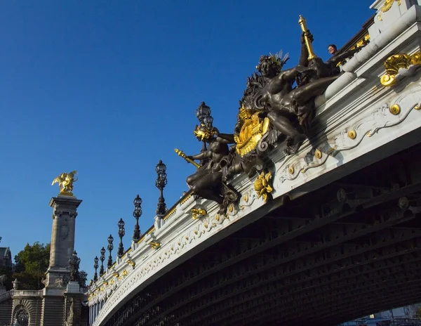 Pont Alexandre Iii Híres Mérföldkő — Stock Fotó