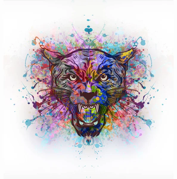 抽象创意插图与彩色豹的背景 — 图库照片