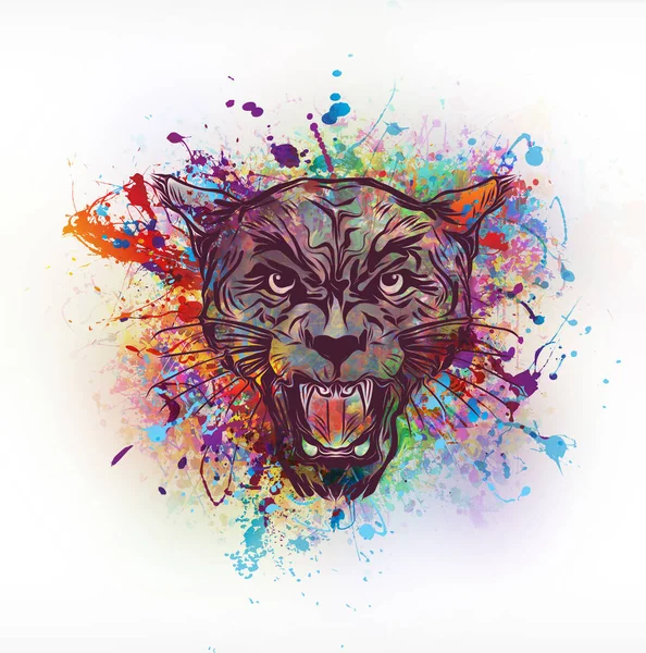 Abstrakt Kreativ Illustration Med Färgglada Panther För Bakgrund — Stockfoto