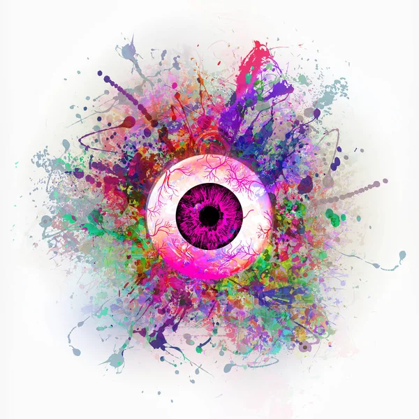Абстрактная Иллюстрация Красочными Брызгами Краски Глазом — стоковое фото