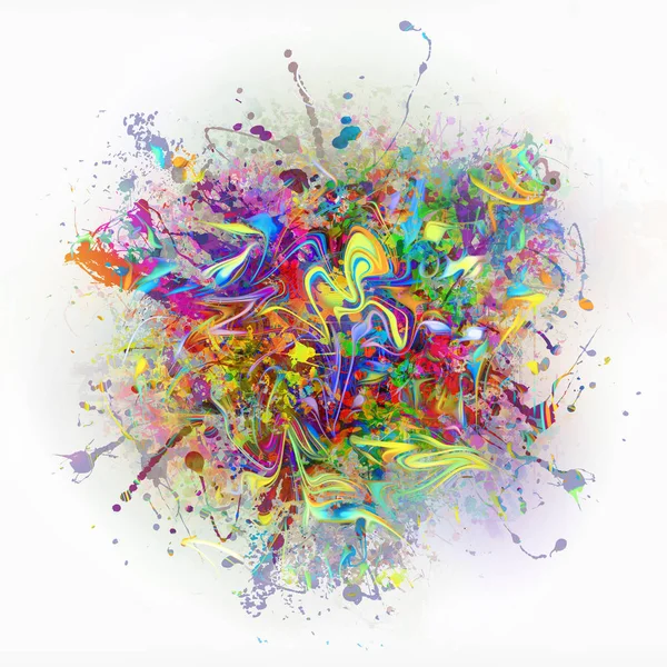 Colorful Paint Splashes Digital Illustration — Stock Photo, Image