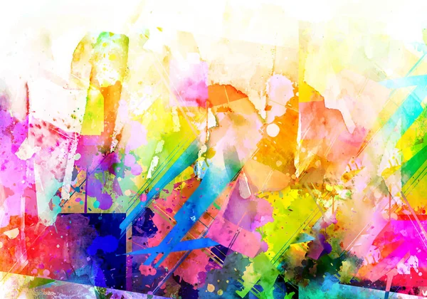 Abstract Multicolored Splashes Geometrical Figures Pattern Digital Illustration — Stock Photo, Image