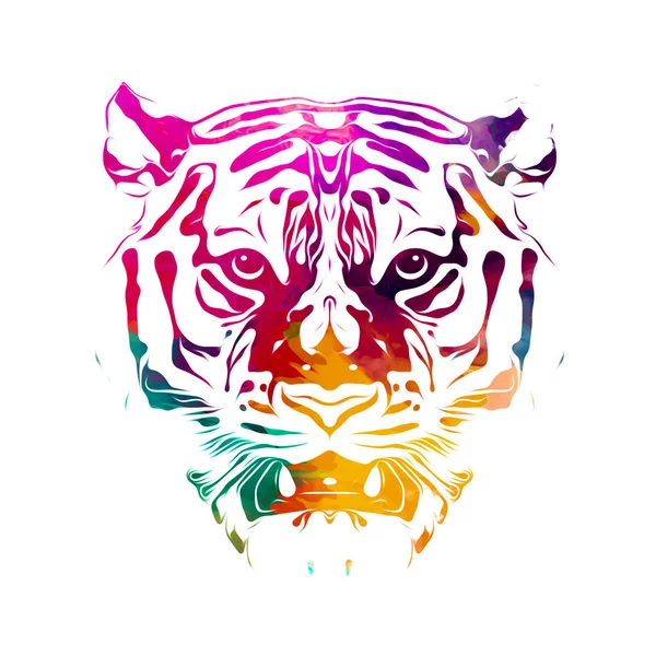 Abstrakt Kreativ Illustration Med Färgglada Tiger — Stockfoto