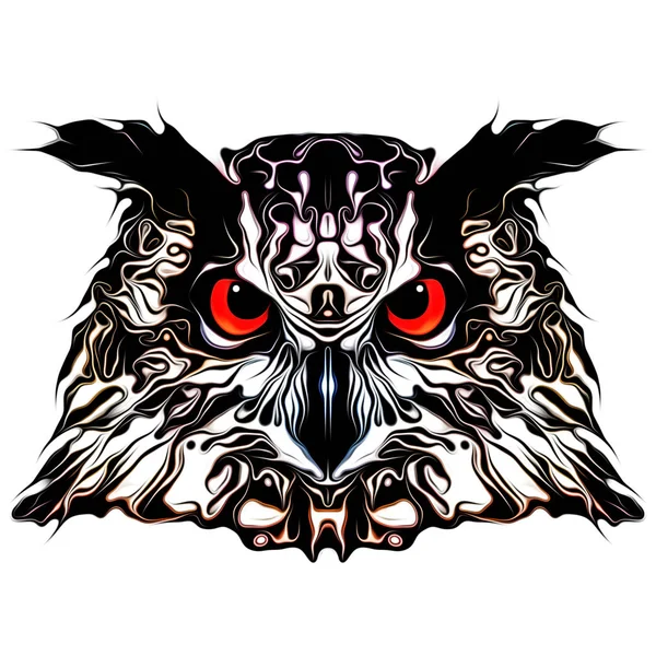 Owl Red Eyes Isolated White Background — Stock Photo, Image